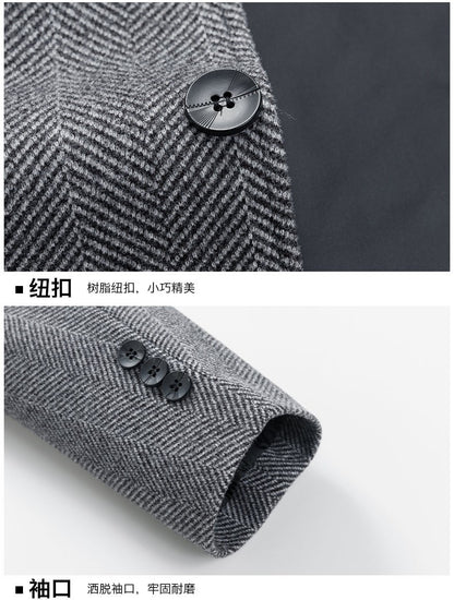 Classic Mens Office Dress Jackets Quality Casual Business Lapel Windbreak Coats Top Autumn Winter Blended Wool Jacket Streetwear