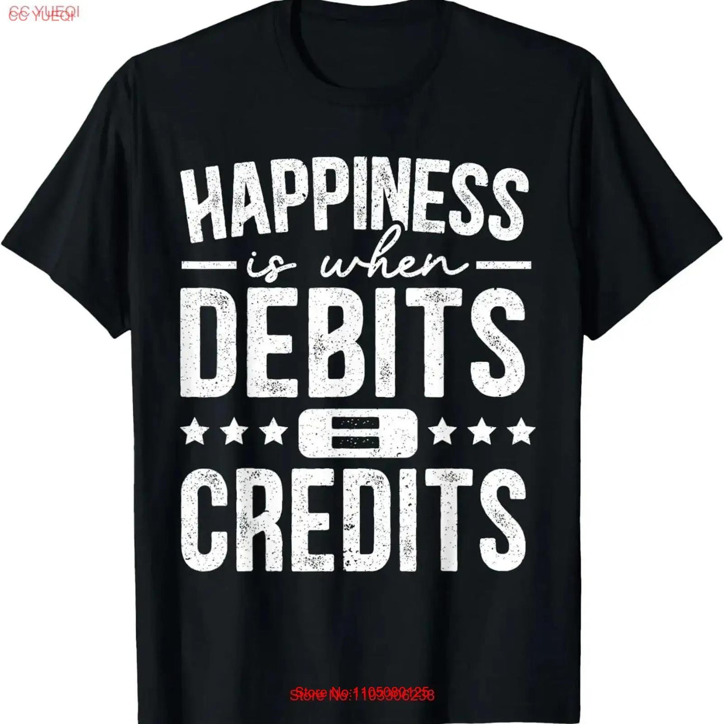 Happiness Is When Debits Equal To Credits Accounting T Shirt vintage Washed Stretched Slightly Top For Everyday Wear vintage
