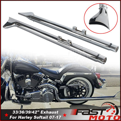 Motorcycle Fishtail Exhaust Muffler For Harley Softail Deluxe EFI FLSTNI Deuce FXSTDI Heritage Classic Engine Exhaust System