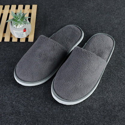 5 Pairs/Lot Winter Cotton Slippers Men Women Disposable Hotel Slippers Home Plush Slides Travel SPA Hospitality Guest Footwear