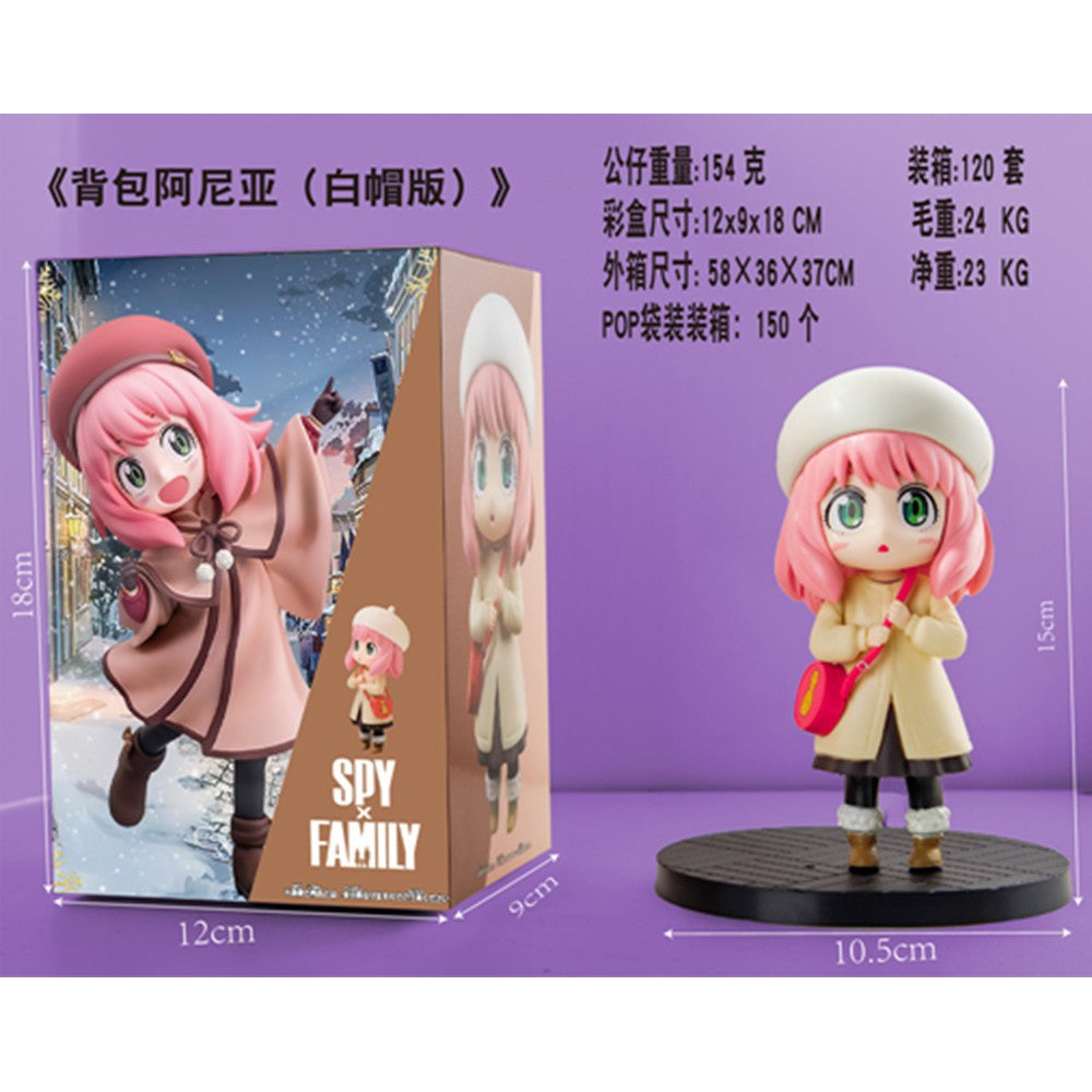 15CM Anime SPY Family Anya Forger Figura 4 Roupas de Inverno Chapéu Vestir-se Fofo Modelo de Pé Brinquedo Presente Coleção Boneco de Ação