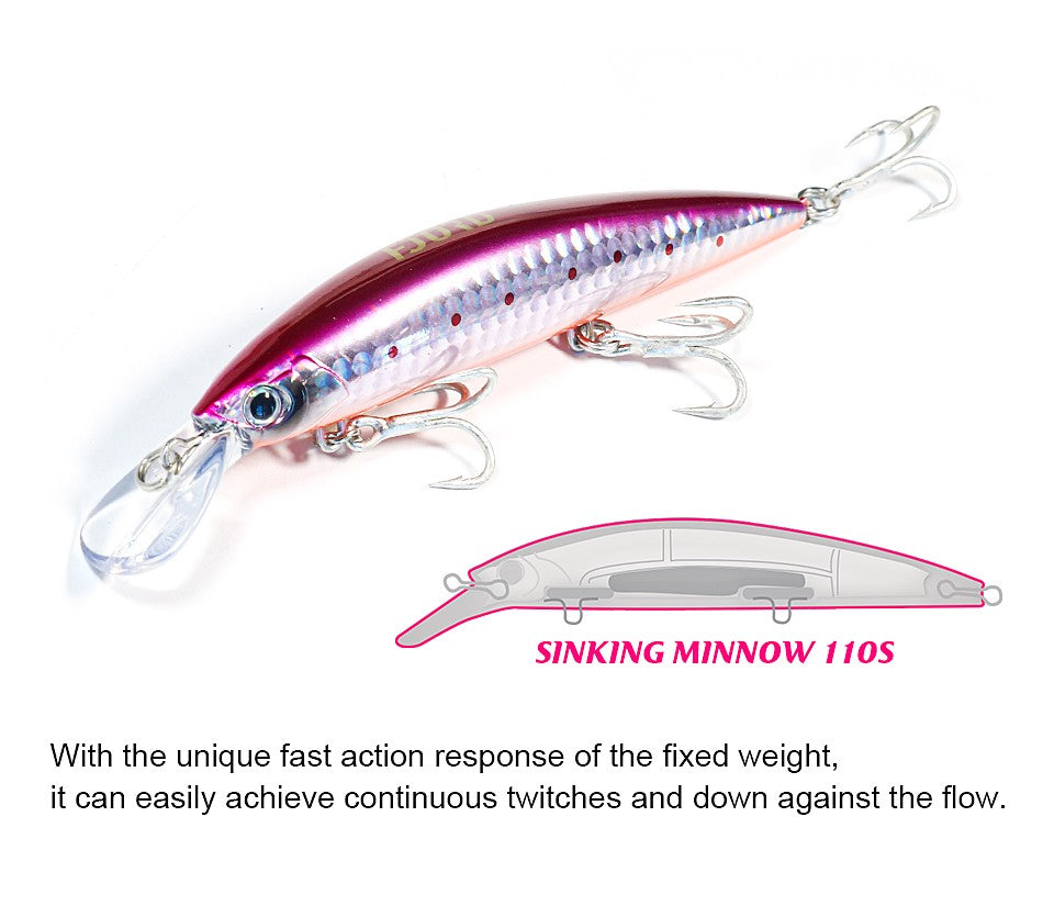 FJORD 110S 37g 90S 29g 70S 17g Heavy Sinking Minnow Fishing Lures Saltwater Freshwater Long Casting Sea Artificial Bait Jerkbait