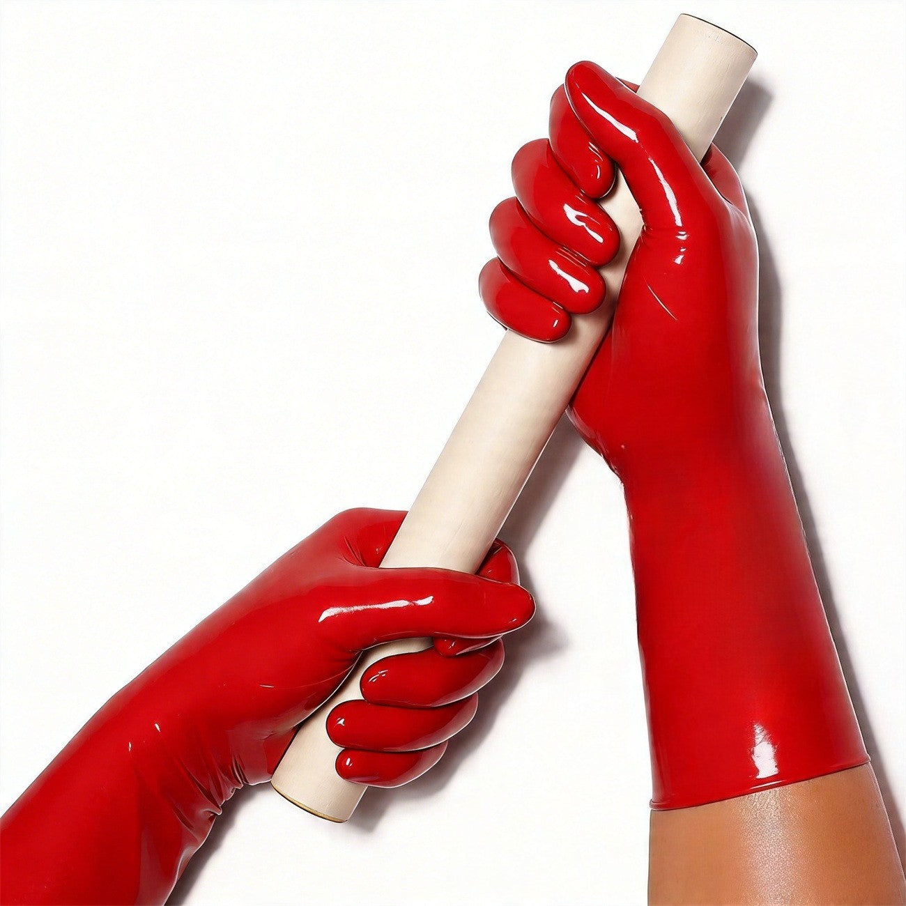 Women Men Natural Latex RED Gloves Rubber Short Gloves Cosplay Costumes Accessory