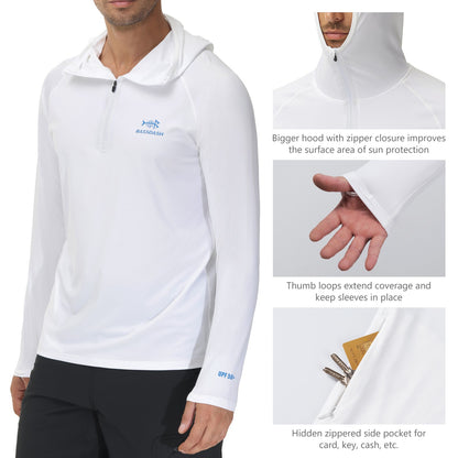 Camisa de Pesca Masculina BASSDASH com Zíper 1/4 UPF 50+ Secagem Rápida Manga Longa Proteção Solar FS24M