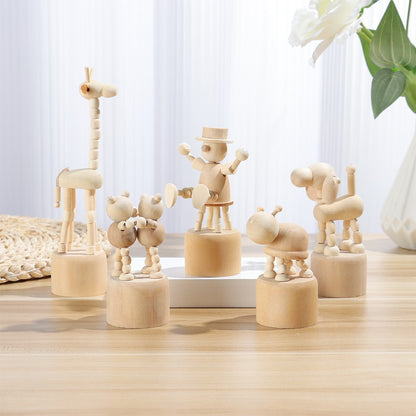 1Pc Wooden Animal Ornaments Mini Desktop Movable Puppet Fingurine Home Decoration Crafts Toy Gifts Home Book Shelf Fun Decor
