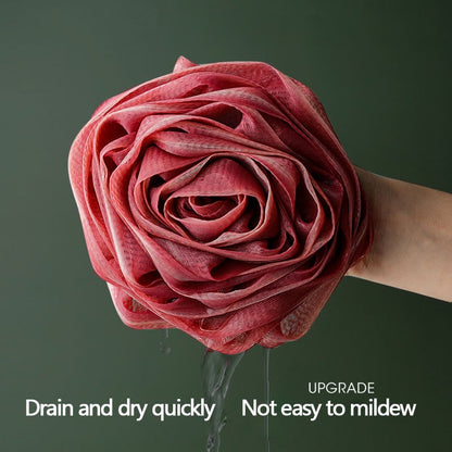 Elastic Mesh Lanyard Design, Body Cleaner Exfoliating Bath Flower, Nylon Cleaning Brush Bath Puff Body Cleaning