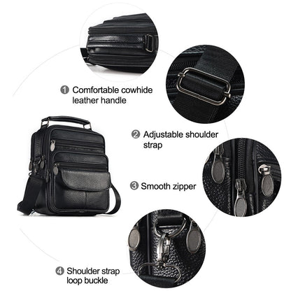 JOYIR Men Genuine Leather Crossbody Bags Messenger Bag for Male Trendy Shoulder Bags Casual Travel Sling Bag Handbags