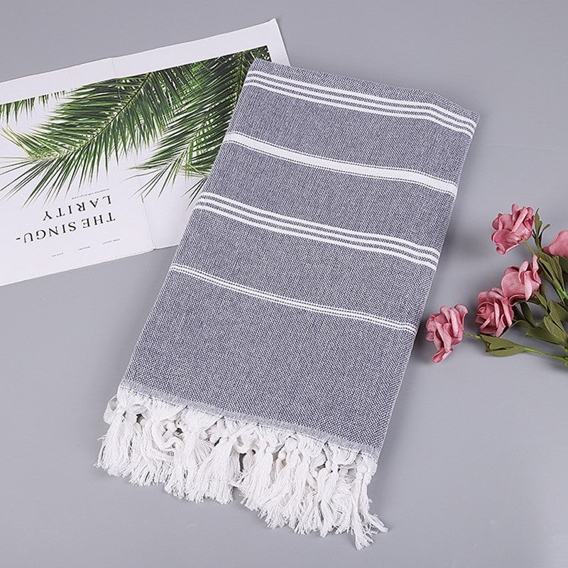 100X180cm oversized tassel Turkish cotton towel, blanket, suitable for bathing, beach,swimming pool, SPA, gym Striped bath towel