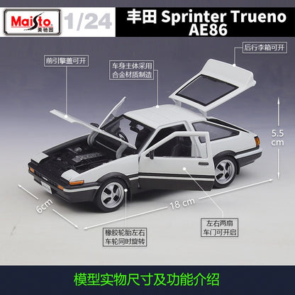 Maisto 1:24 Toyota Sprinter Trueno Ae86 Ae 86 Modelo de Carro de Liga de Simulação Peça de Exibição de Brinquedo Acabado Estático para Presente
