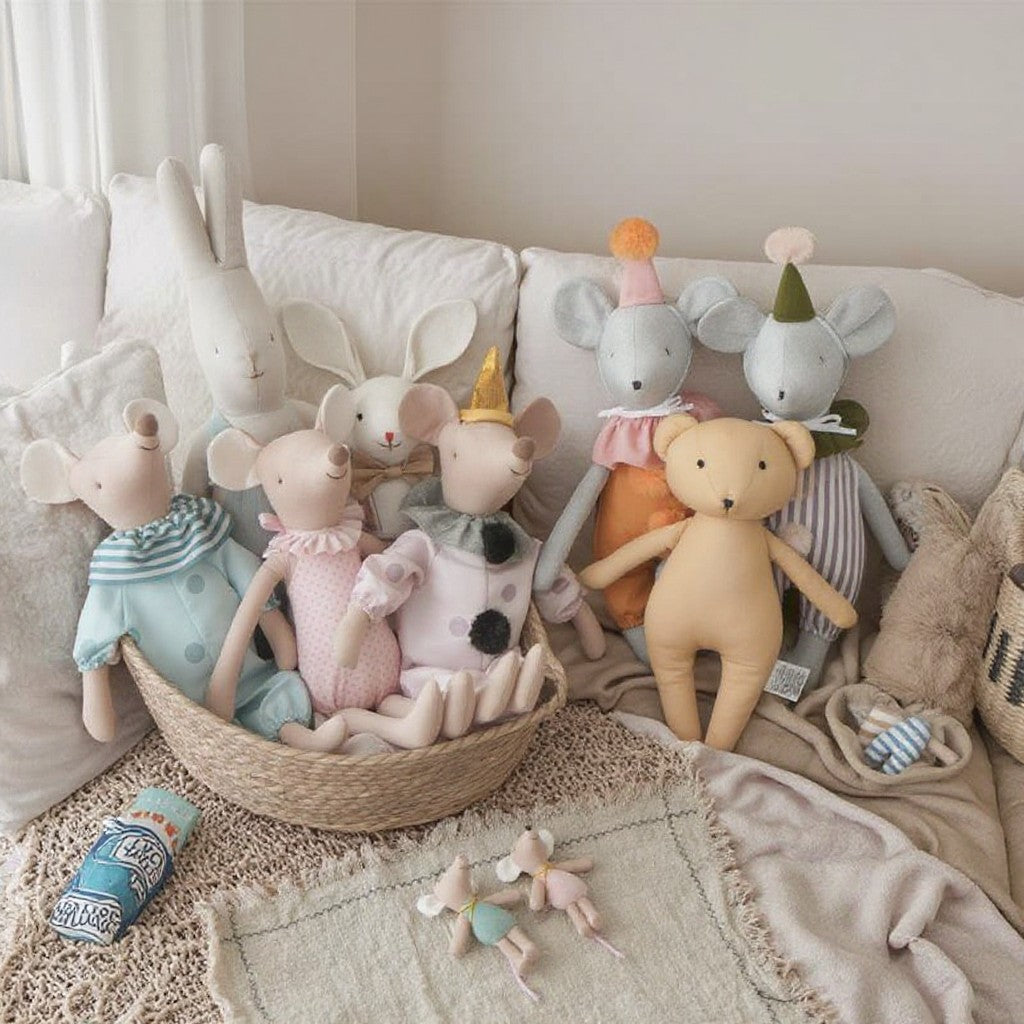 2025 Baby Plush Toy Comforts Sleeping Cute Rabbit, Bear, Mouse Baby Girl Doll, Cloth Doll Doll