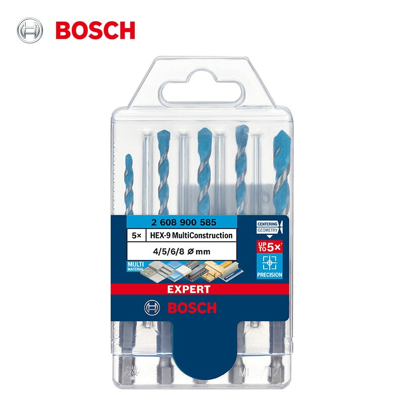Brocas Bosch Série Expert HEX-9 Hard Ceramic e Multi Construction para Paredes de Tijolo Betão Metal Madeira 5 Peças