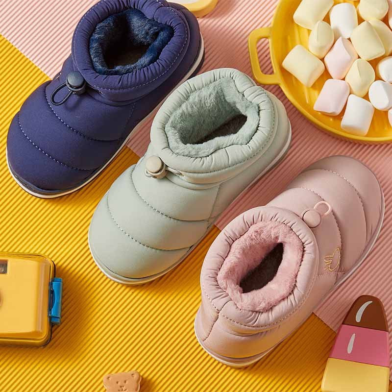 Children's Thick Furry Boots Winter Season Cartoon Warm Shoes Boys Girls Kids Home Cotton Slippers Heel Outdoor Baby Snow Boots