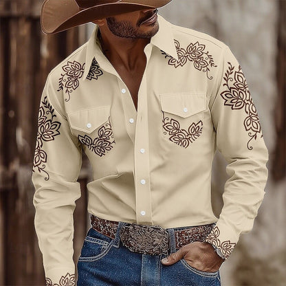 Men's Vintage 3D Printed Cowboy Shirt Long Sleeve Shirt Street Fashion Classic Shirt New Western Shirt