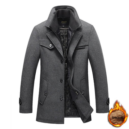 Winter Men's Jacket Oversized Wool Overcoat Solid Warm Pea Coats Thicken Casual Woolen Coat Men Clothing Parka A3F1303