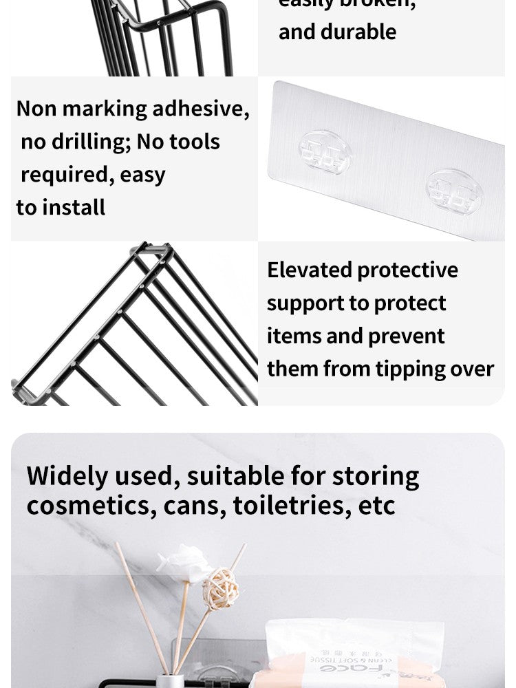 Bathroom Storage Rack Kitchen Organizer Shelf Black Shelves Corner Frame Iron Shower Punch Free Mounted Caddy Rack
