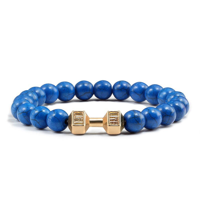 Pulseira Feminina/Masculina Ajustável Desgastada Preta, com Contas, Haltere, Joias de Yoga, Braceletes Originais