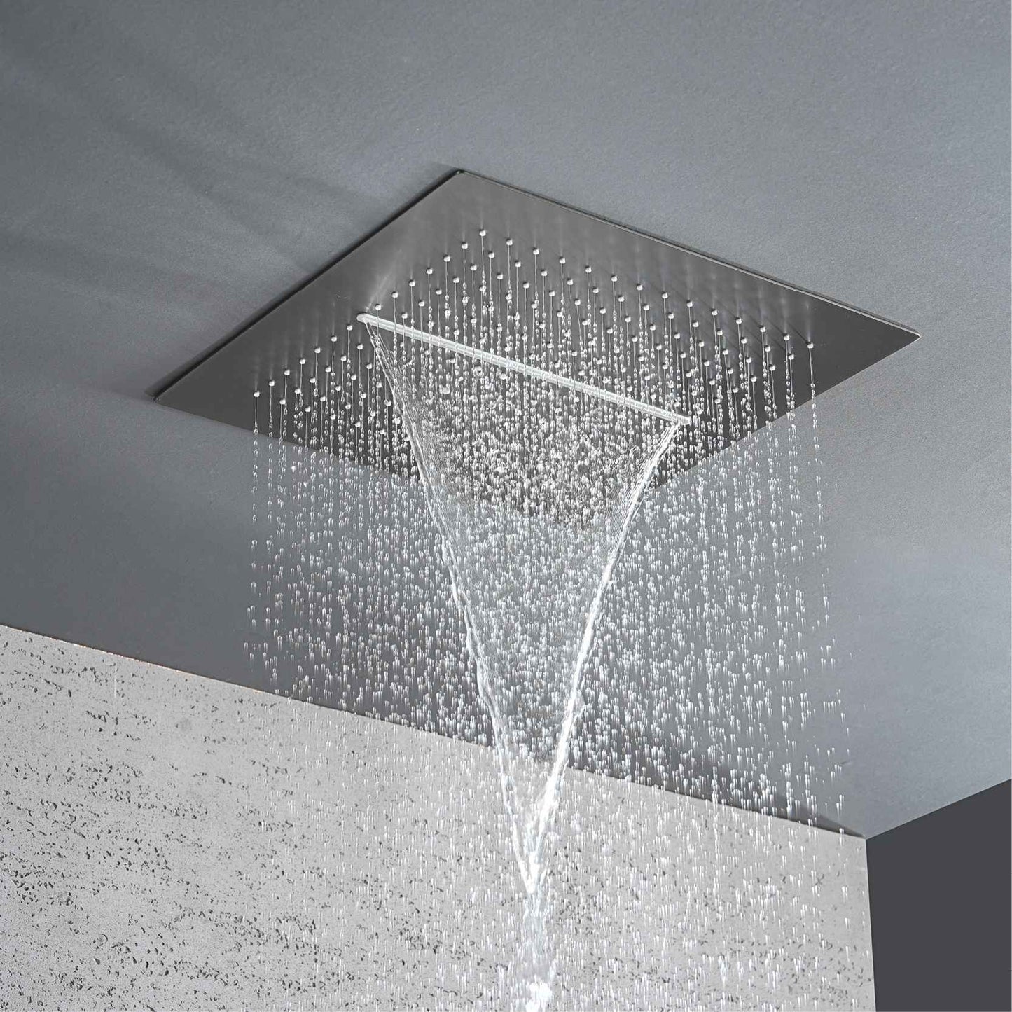 Luxury gun gray brass shower system with LED digital display design Wall mounted constant temperature 3-function bathroom faucet