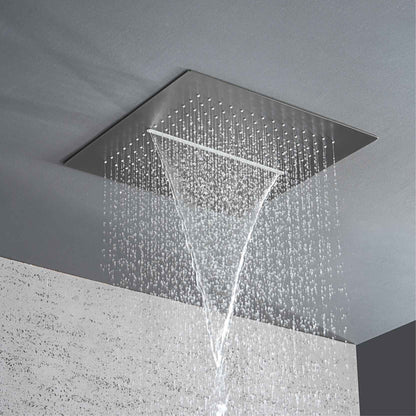 Luxury gun gray brass shower system with LED digital display design Wall mounted constant temperature 3-function bathroom faucet