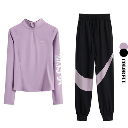 DRUR Yoga Set for Women 2 Piece Lightweight Loose Fit Sportswear Outfits Breathable Tops Pants Suit Running Clothes Autumn New