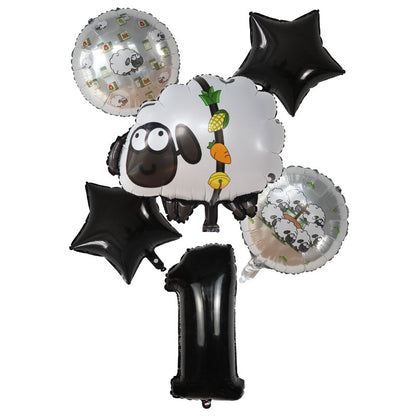 6pcs White Head sheep Foil Balloons Children's birthday party decor Baby Shower wedding marriage room balloons