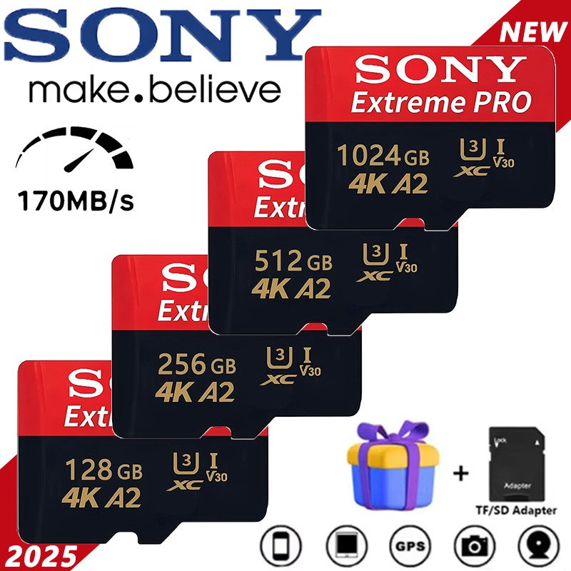 Cartão Micro Flash SD Sony 1TB Cartão de Memória SD Extremo 128GB Cartões Flash TF 512GB 256GB A2 U3 V30 SD Para Celular Xiaomi Computador