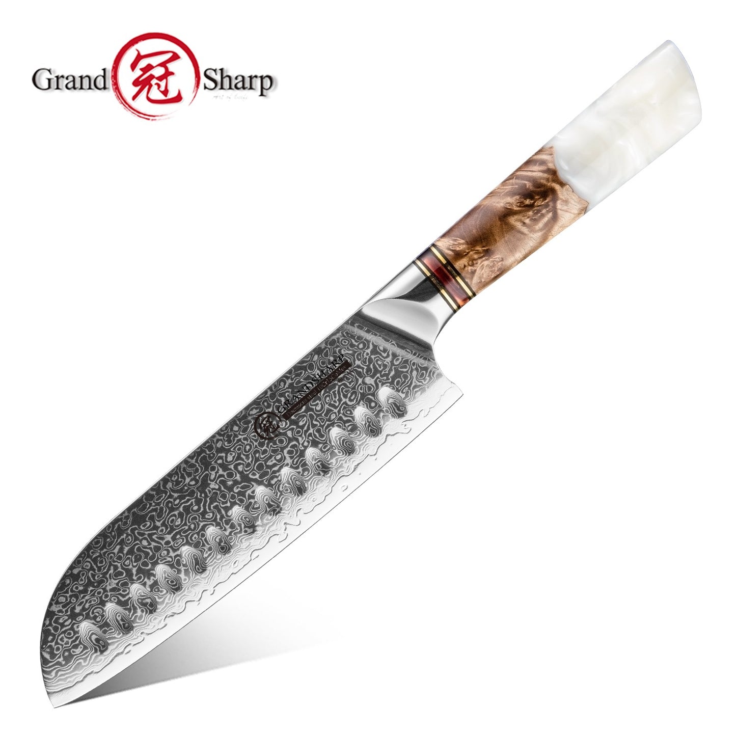 Grandsharp 1-6Pcs Kitchen Knife Set 67 Layer Damascus Steel Solidified Wood Handle Chef Utility Paring Knife with Gift Box