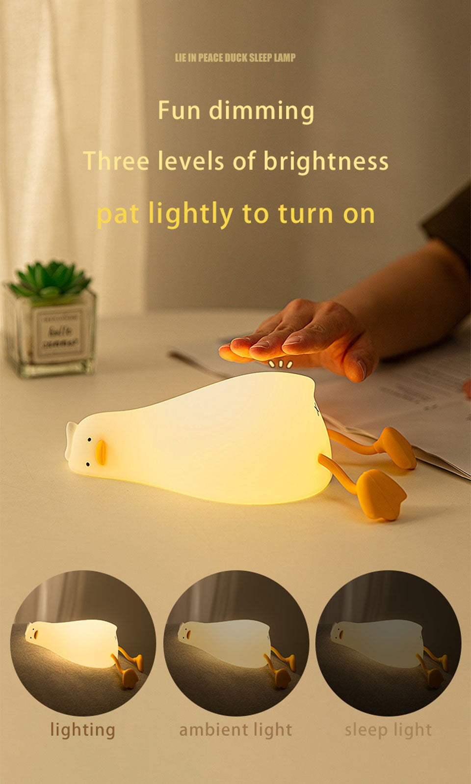 Duck Nightlights Led Night Light Duckling Rechargeable Lamp USB Cartoon Silicone Children Kid Bedroom Decoration Birthday Gift