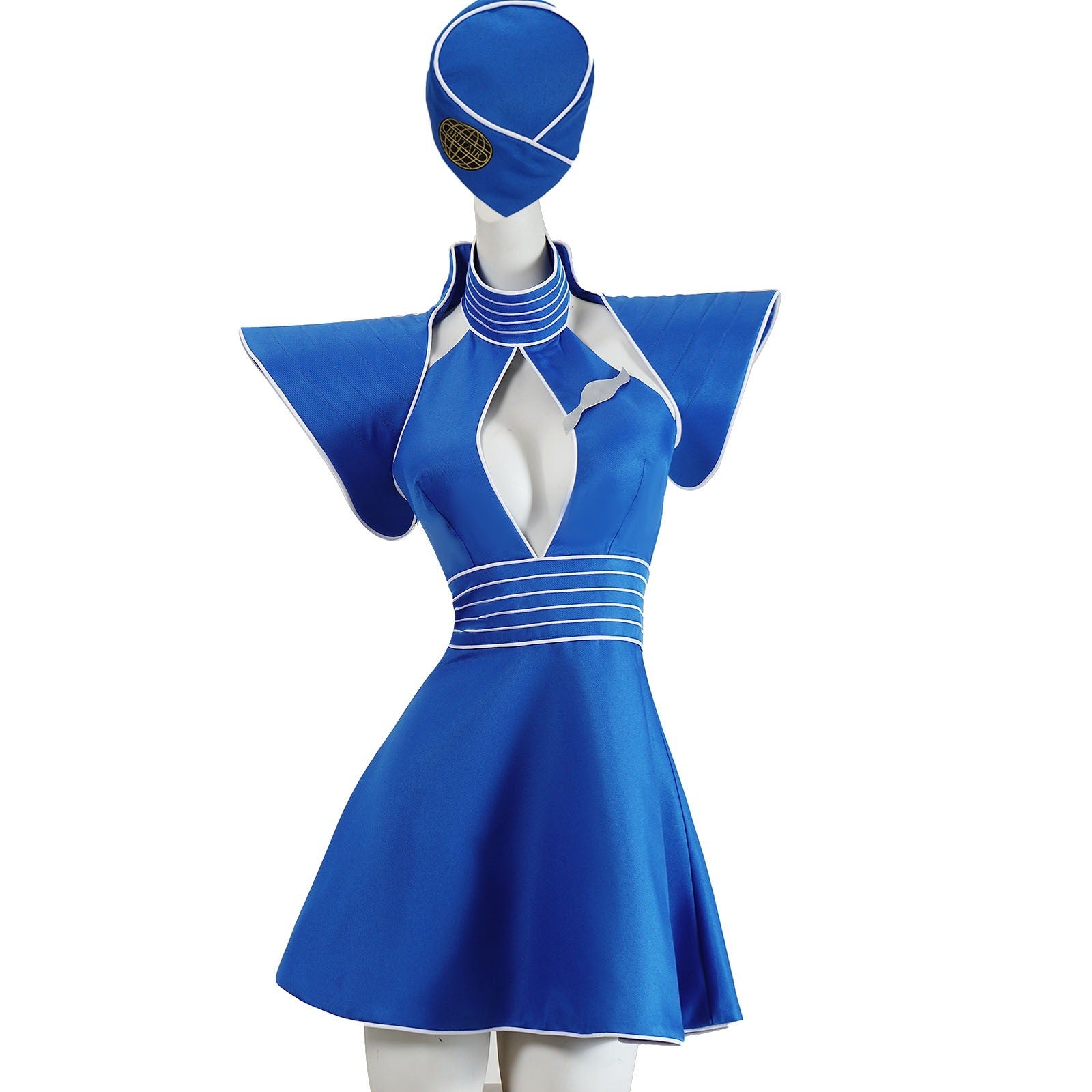 Britney Cosplay Costumes Women Blue Flight Attendant Uniform for Halloween Carnival Outfit
