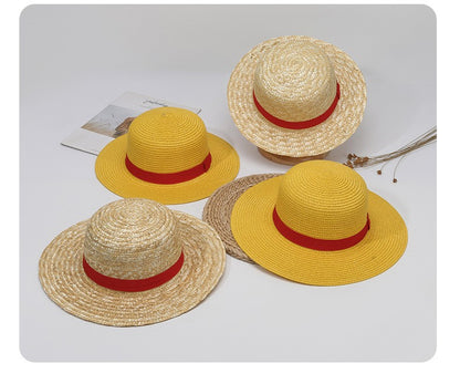 Matching Family Hat - Luffy Straw Hat for Cosplay & Beach, Sun Protection Summer Hat for Men Women Kids