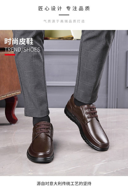 Sapatos Masculinos de Couro Feitos à Mão, Sapatos Sociais Casuais e de Negócios Minimalistas, Modernos, com Cadarço, para Pais de Meia-Idade