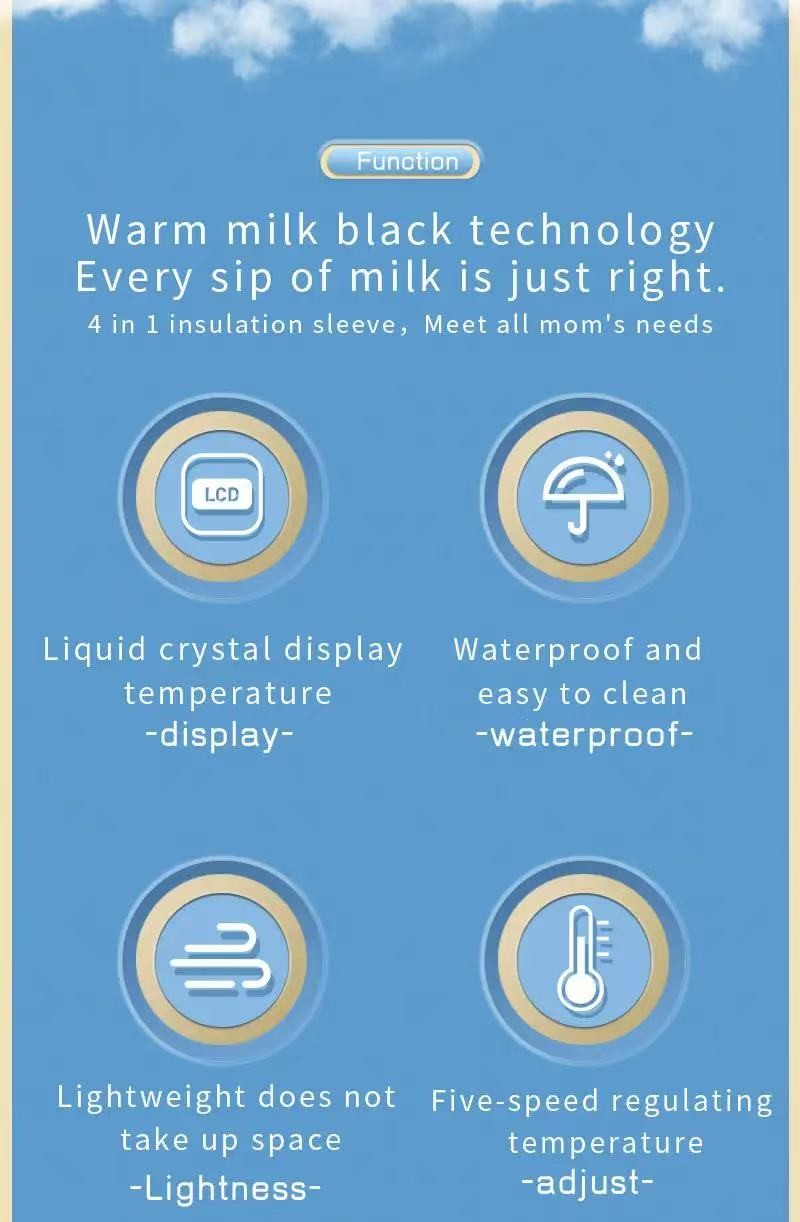 Portable Baby Bottle Insulation Sleeve, Baby Milk Insulation Device with LCD Screen, USB Insulation Bottle for Car Travel, Porta