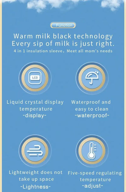 Portable Baby Bottle Insulation Sleeve, Baby Milk Insulation Device with LCD Screen, USB Insulation Bottle for Car Travel, Porta