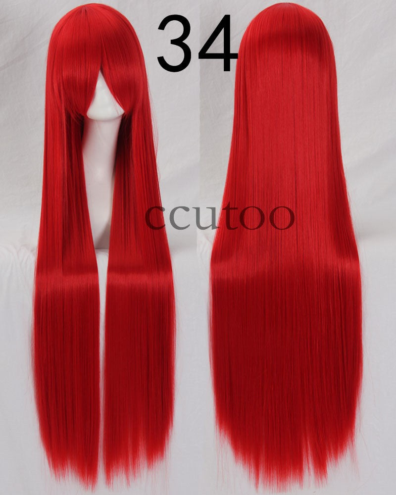 ccutoo 100cm Peruca de Cosplay Reta Sintética de Cabelo Longo de Alta Temperatura 82 Cores Disponíveis