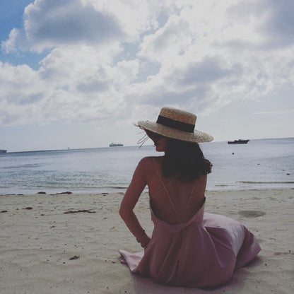 Chapéu de sol feminino de verão com aba larga, Fedora, palha de trigo natural, chapéu de praia, chapéu de sol feminino de ráfia, Panamá Jazz