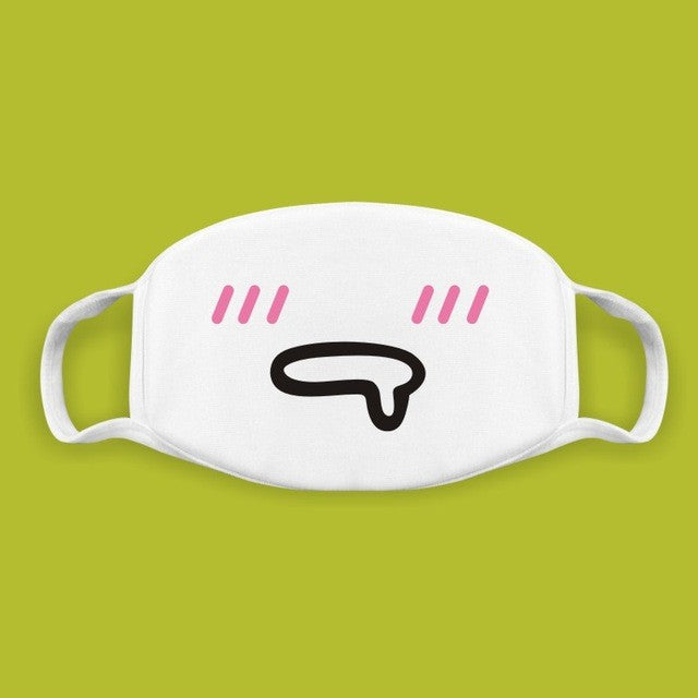 Super Cute Expression Smile Breathable Mouth Face Mask For Korean Black Kpop Unisex Kawaii Face Mouth Muffle Mask Cotton Anime
