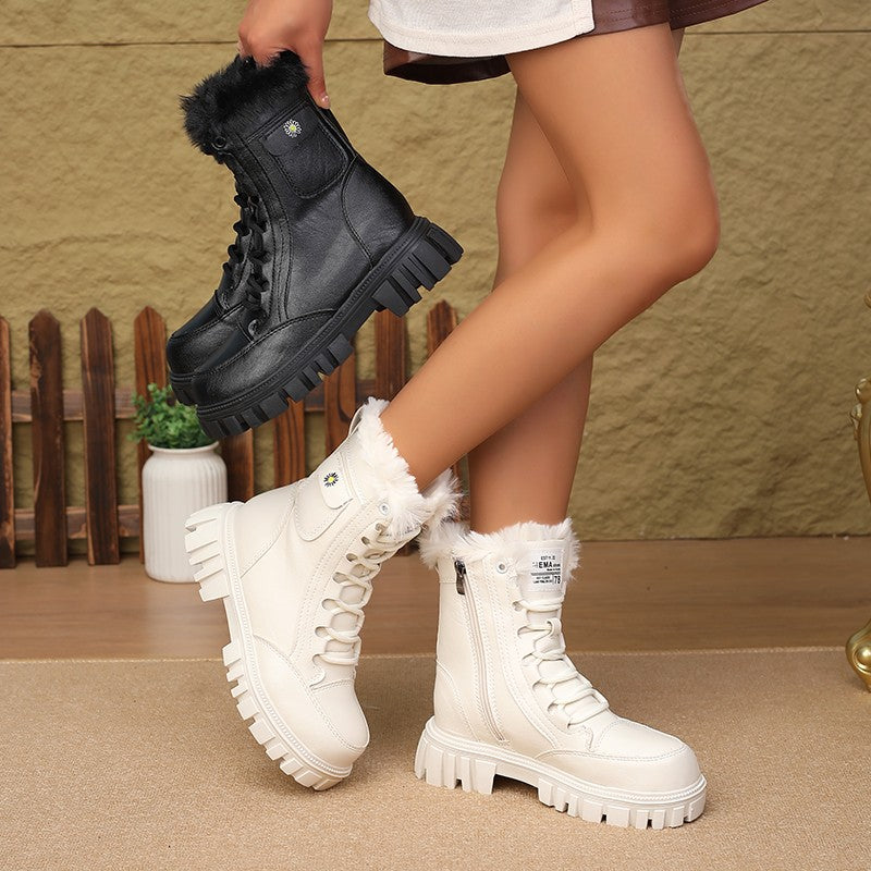 Women's Winter Fleece-Lined Warm  Boots2025New Versatile Height-Increasing Women's Boots Slim Short Boots