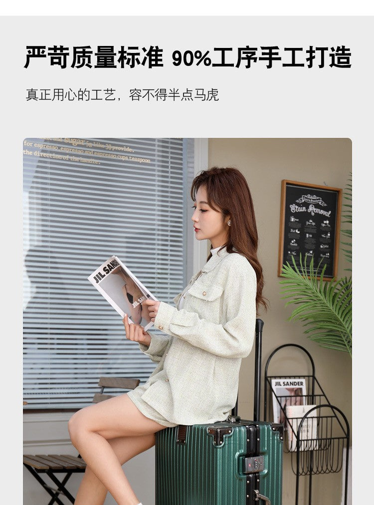 Luggage Suitcase Aluminum Frame 20 Trolley Case Universal Wheels 24 Female Male Students 26 Durable Password 28inch Leather Case