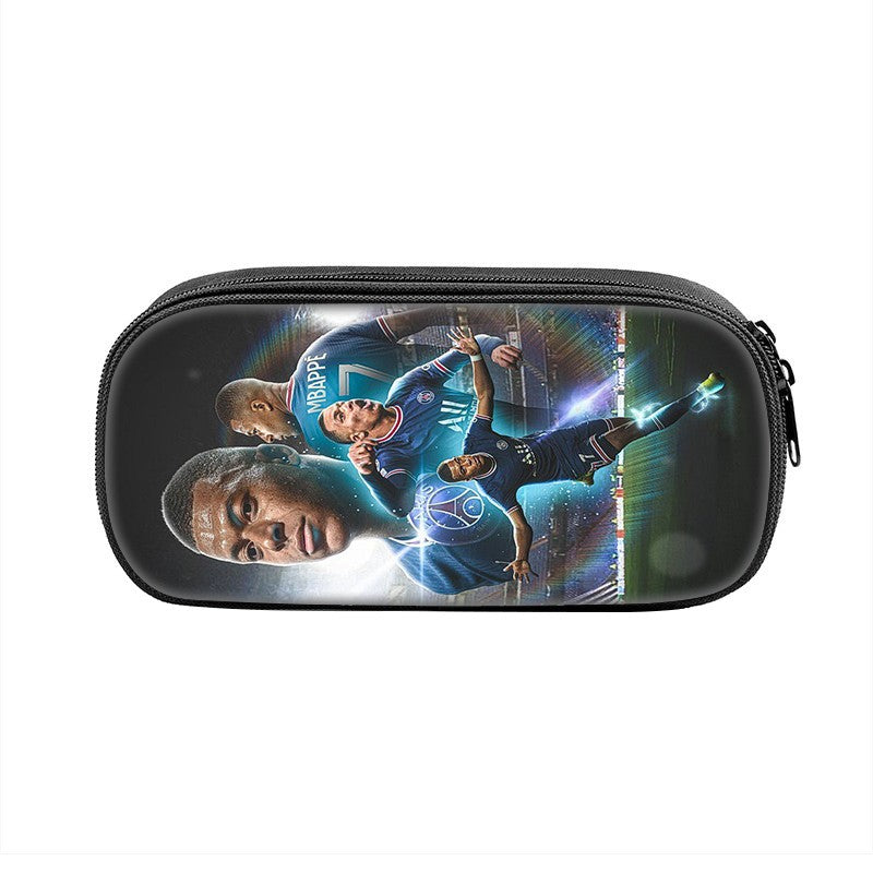 M-Mbappe Conjunto de 3 Peças Bolsa Escolar Mochila Esportiva de Futebol com Bolsas de Ombro Estojo para Canetas Mochila Escolar Jogador Estrela para Melhor Presente
