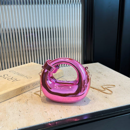 Fashion Crescent Mini Acrylic Chain Evening Bag for Women, Shoulder and Crossbody Bag