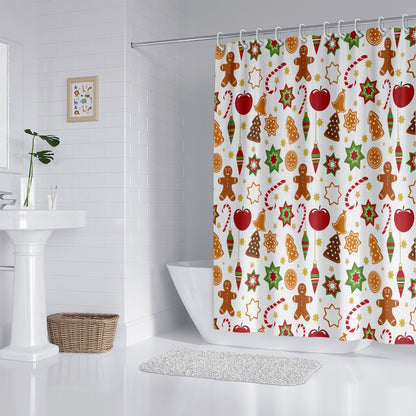 1 piece 180x180cm Christmas gingerbread man pattern printed shower curtain partition bathroom waterproof and mildew proof