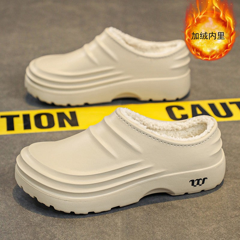 Winter Plush Supper Warm Chef Shoes for Men Women Very Soft Rubber Sandals Clogs Garden Shoes Without Holes Kitchen Work