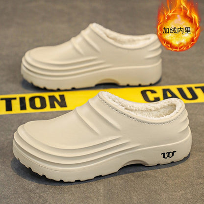 Winter Plush Supper Warm Chef Shoes for Men Women Very Soft Rubber Sandals Clogs Garden Shoes Without Holes Kitchen Work
