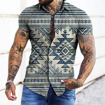 5-color summer men's retro plaid shirt fashion casual luxury shirt short sleeve men's Hawaiian shirt camisa Masculina 5XL 2023