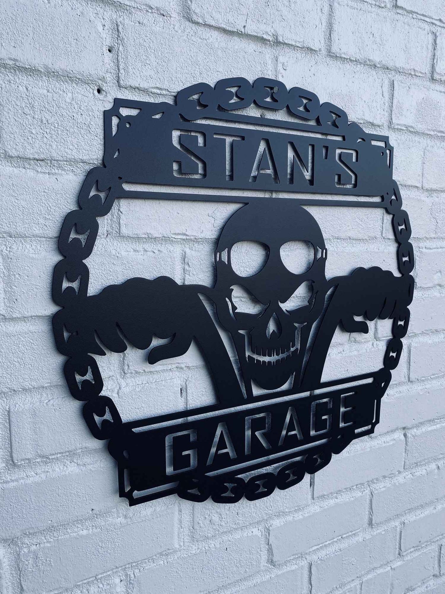 Custom Motorcycle Skull Metal Sign, Personalized Garage Sign, Motorcycle Handlebar Sign, Garage Decor, Gift for Dad Husband