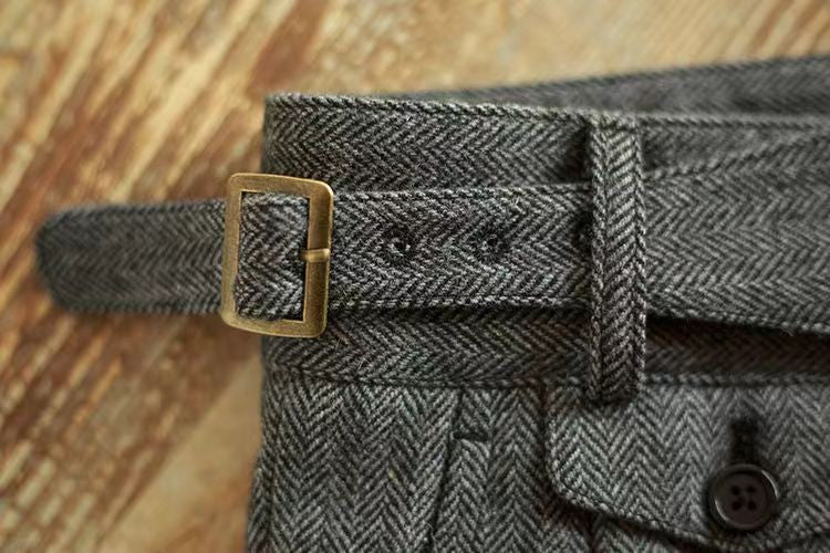 Vintage Gurkha Pants Men England Style High Waist Smart Casual Straight Trousers Autumn Winter Woolen Fashion Naples Suit Pant