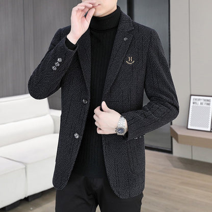 2026 Men's Striped Embroidered Casual Wool  blazer