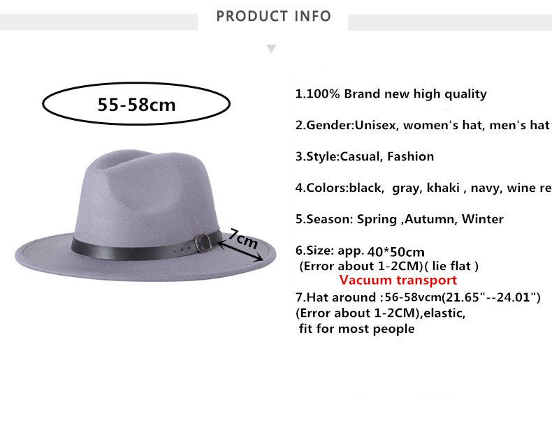 free shipping 2022 new Fashion men fedoras women's fashion jazz hat summer spring black woolen blend cap outdoor casual hat X XL