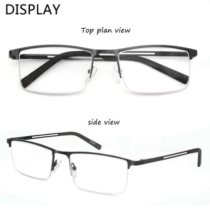Blue Light Reading Glasses Men Computer Readers Anti Glare Metal Frame with Spring Hinge UV400 Protection Eye Strain Relief