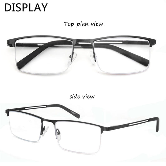 Blue Light Reading Glasses Men Computer Readers Anti Glare Metal Frame with Spring Hinge UV400 Protection Eye Strain Relief