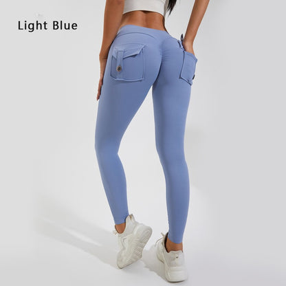DIAS FIT JOY Nylon Yoga pants buttocks pocket tight pants women's sports fitness pants hip lifting Breathable No T Line
